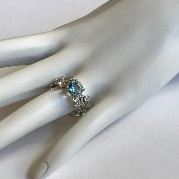 Vintage Silver Topaz Cocktail Ring Size 7 8 9 10 - Picture 7 of 8